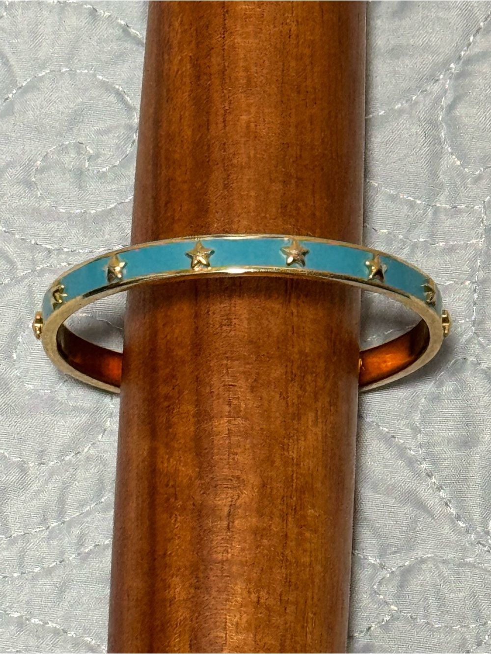 Coach Turquoise Blue Enamel Star Bangle Bracelet Slip-on Style Quiet Luxury - Picture 4 of 5
